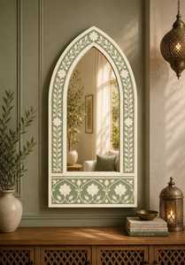 Custom Modern Rectangular Resin Inlay Wall <b>Hanging</b> <b>Mirror</b> Frame Handmade Bone Resin Decor for Bedroom Bathroom for Wedding Gift - Product Image 1