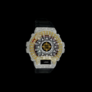 Montre de luxe Moissanite VVS sertie de diamants avec mouvement à quartz G-Shock et finition haut de gamme pour cadeau de mariage ou de fiançailles unisexe - Product Image 1