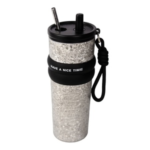 Pink Glitter Titanium Double Wall Vacuum Insulated Tumbler <b>with</b> <b>Straw</b> Flower Charm Cute Travel <b>Cup</b> Outdoor Coffee Drinkware - Product Image 2