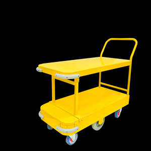 รถเข็นแบบสองชั้นสำหรับงานหนัก โครงเหล็ก สำหรับคลังสินค้า รถเข็นแพลตฟอร์ม 4 ล้อ มีที่จับแบบดัน OEM เวียดนาม - Product Image 1