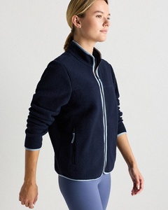 Veste polaire vert foncé pour femme, fermeture éclair, col montant, tricotée, respirante, séchage rapide, pour l'extérieur - Product Image 4