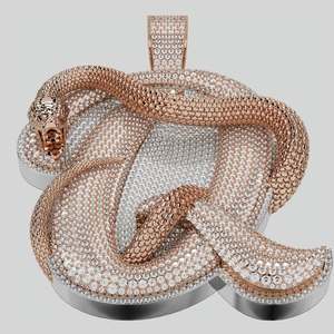 Collier pendentif serpent plaqué or 18 carats avec micro-pavé brillant, bijoux hip-hop pour hommes et femmes - Product Image 3