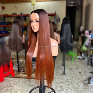 Full Lace <b>Wig</b> Vietnamese Virgin Hair Honey <b>Brown</b> Long Straight With Baby Hair Transparent Lace Average Size - Product Image 1