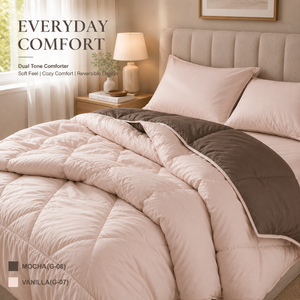 400 GSM Luxury Vanilla Mocha Dual Tone Reversible Microfiber Comforter Soft Warm <b>Bedding</b> | Extra Cozy Winter <b>Quilt</b> for Hotel Use - Product Image 5