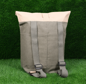 Eco Friendly Roll Top Cooler Bag Cotton Insulated Tote Backpack Reusable Grocery Travel Bag - Product Image 4