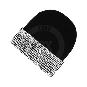 White Rhinestone Beanie <b>Hat</b> Unisex Adult 56-58CM Elegant Solid Color Knit Cap <b>Winter</b> Warm Fashion - Product Image 4