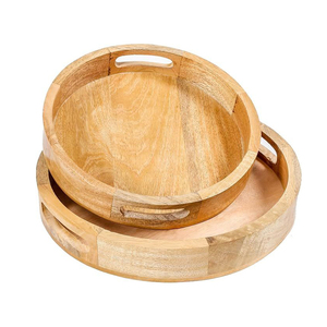 Custom Cake <b>Food</b> Tea <b>Server</b> Dishes Rectangle Round Acacia Wooden Kitchen - Product Image 6
