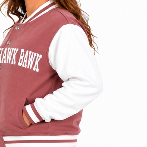 Women's Premium Varsity <b>Jacket</b> Maroon White Full Sleeve <b>Letter</b> Print Button Up Collar Autumn Wear Quality Stitching For <b>Men</b> - Product Image 6