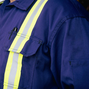 Combinaisons de travail unisexes bleu marine réfléchissantes et respirantes en coton, uniformes de sécurité industrielle avec bandes jaunes pour une utilisation intensive - Product Image 5