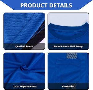 Tissu 100% polyester, vente en gros directe d'usine, prix bas, polo de sécurité réfléchissant à manches courtes - Product Image 4