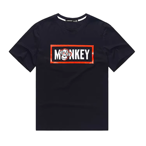 Camiseta de algodón de manga corta con cuello redondo y corte regular para hombre con logo estampado de mono - Product Image 1