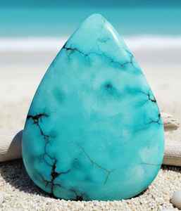 Piedra Natural Turquesa en Forma de Lágrima, Turquesa Araña, Pera Lisa, Briolette, Nueva Llegada, Joyería de Cuarzo Natural - Product Image 1