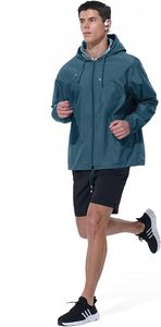 Veste coupe-vent imperméable à capuche pour homme, couleur unie, fermeture éclair, style décontracté, printemps, polyester, coupe classique - Product Image 6