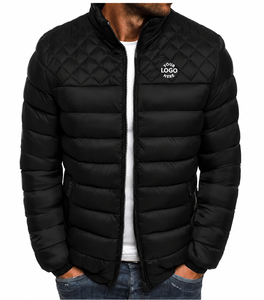 Custom Men's Lightweight Quilted Puffer Jacket with Custom Logo Stand Collar Water Resistant Winter <b>Zip</b> <b>Up</b> Outdoor Casual Jacket - Product Image 1