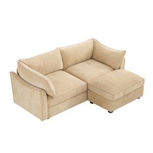 Divano a 2 Posti Morbido e Confortevole per Soggiorno con 1 Pouf Mobile e Poggiapiedi, Seduta Ampia e Profonda con Vano Portaoggetti - Product Image 6