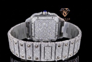 Montre de haute qualité en acier inoxydable avec verre VVS Moissanite, mouvement à quartz, résistante à l'eau jusqu'à 10 m, pour un style de vie luxueux et les célébrités - Product Image 5