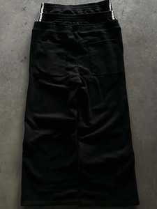 Pantalon de jogging décontracté noir vintage streetwear en molleton de coton/bambou, coupe large, longueur cheville, taille élastique, imprimé - Product Image 2