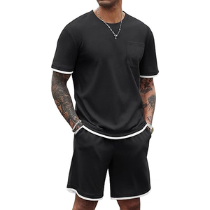 Men 2 Piece Cotton Outfit Manufacturer Cargo Shorts T Shirt Summer OEM Bulk Supply - Product Image 4
