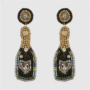 Pendientes Colgantes Hechos a Mano con Cuentas de Semillas y Caras de Animales, Estilo Bohemio en Negro y Dorado, Joyería para Fiestas y Año Nuevo - Product Image 1