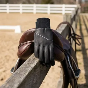 Gants de cyclisme noirs en PU à doigts entiers avec maille respirante et sangle de poignet réglable pour le cyclisme et les sports de plein air - Product Image 6