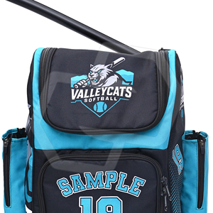 Sac de sport unisexe personnalisé en nylon bleu avec fermeture éclair à enroulement pour bâton de baseball/softball, décoration imprimée - Product Image 3