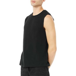 Débardeur noir sans manches à col rond pour homme, tricoté, couleur unie, style décontracté - Product Image 2