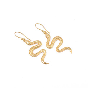 Pendientes Colgantes de Serpiente Dorada, Pendientes de Aro con Textura Martillada, Joyería de Estilo Bohemio Místico, Regalo - Product Image 3