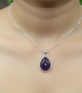 Pendentif en améthyste violette naturelle en forme de goutte, en argent sterling 925 plaqué or rose et or jaune, fait main, bijou de guérison pour elle - Product Image 2