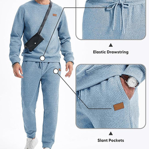 Ensemble de survêtement confortable pour homme en molleton de coton, sweat à capuche et pantalon de jogging, fermeture éclair intégrale, vêtements de sport personnalisés - Product Image 4