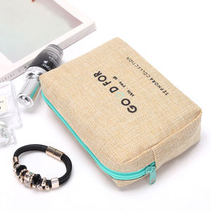 <b>Custom</b> Logo Printed Jute Cosmetic Bag Natural Burlap Makeup Storage Travel Organizer - Product Image 5