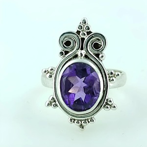 Amethyst <b>Ring</b> Handmade Sterling Silver Bezel Setting Natural Purple Oval Gemstone <b>Boho</b> Jewelry February Birthstone - Product Image 5