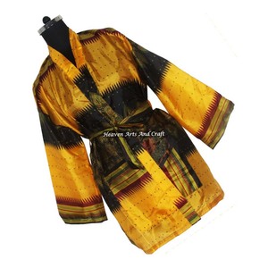 KS005 Beachwear Vintage Sari Kimono Short Manufacturer Of Beachwear Vintage Sari Kimono Short <b>Cardigan</b> Vintage Sari Kimono Short - Product Image 4