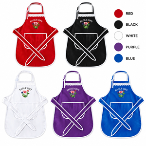 Wholesale Fashionable Sleeveless Kitchen Cooking Apron Cute Lace Trim Washable Cotton Chef Workwear Aprons for Women Kids Adults - Product Image 4