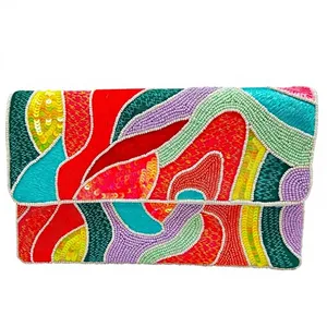 Pochette de soirée multicolore perlée personnalisée Sac à bandoulière de créateur pour femmes Sacs à main et sacs à main de luxe Fêtes - Product Image 1