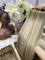 Vente en gros d'extensions de cheveux humains à double trame de machine de balayage en surbrillance 100% trame de génie de cheveux humains vierges vietnamiens