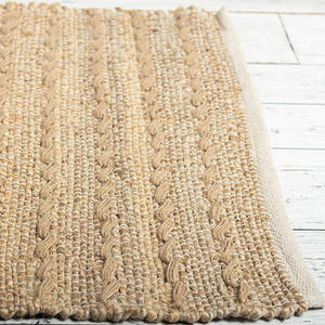 Tapis moderne en jute et coton texturé Ensemble en fibres naturelles Élégant et naturel - Product Image 1