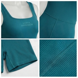 Combinaison de yoga sans manches à col carré côtelé North Approach, short taille haute, couleur unie, vêtements de sport sans couture - Product Image 4