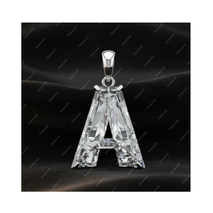 GIA IGI Certified DEF VVS VS Lab Grown Diamond Initial Alphabet Letter <b>A</b> Gold 925 Sterling Silver Solitaire Pendant <b>Gift</b> Him Her - Product Image 1