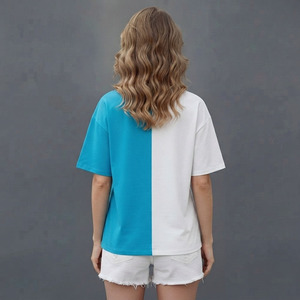 T-shirt d'été pour femme COME OUT, coupe classique, écologique, respirant, en polyester/coton, avec impression sérigraphiée patchwork - Product Image 4