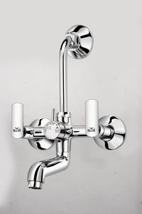 Grifo mezclador de pared 2 en 1 de primera calidad con caño en L, de latón cromado, para agua fría y caliente, grifo de ducha para baño, de uso intensivo. - Product Image 2