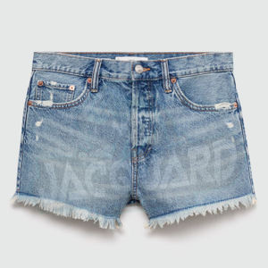 Shorts de Mezclilla Lavada Transpirables de Pierna Recta Alta, Estilo Casual Vintage de Verano para Mujer, Hechos en Fábrica, Alta Calidad, Venta al Por Mayor - Product Image 3