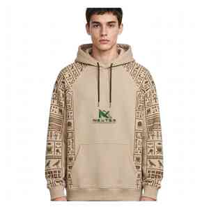 NEXTEX Sweat à capuche unisexe avec motif hiéroglyphes égyptiens, beige, en molleton de coton doux, chaud, imprimé graphique - Product Image 1