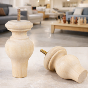 <b>Small</b> Solid Wood Traditional Heavy Duty Furniture Leg Mini Turned Sofa Cabinet Custom Furniture Parts with Easy Installation - Product Image 6