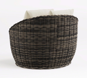 Black Rattan <b>Lounge</b> <b>Chair</b> With Cushions Elegant Woven Accent <b>Chair</b> Modern Boho Indoor Outdoor Seating Furniture OEM ODM - Product Image 4