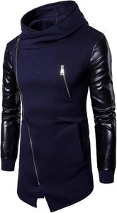 Custom Logo Mens Long Sleeve <b>Gothic</b> Asymmetric Side Zip Hoodie Longline Lace Up Robe Sweatshirt <b>Jacket</b> Manufacturer Low MOQ - Product Image 1