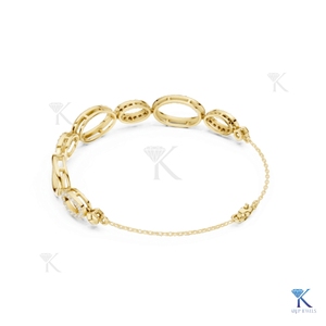 Lab Grown Diamond Interlocking Oval Station Bracelet 14K 18K <b>Solid</b> <b>Gold</b> Fine Women Modern Link Jewelry Manufacturer Wholesale - Product Image 4