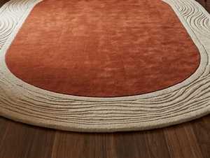 Handmade 100% Wool Scandinavian Floral <b>Thick</b> <b>Pile</b> Non-Slip Eco-Friendly PET Friendly Oval Area <b>Rug</b> Hand Tufted Modern Designer - Product Image 4