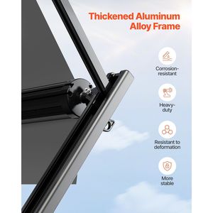 Kit d'auvent manuel rétractable de 14 pouces en alliage d'aluminium pour la plupart des camping-cars, auvent extérieur noir pour remorque, accessoires extérieurs pour camping-cars - Product Image 6