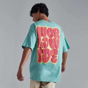 T-shirt personnalisé épais pour marque de vêtements, impression sérigraphique, impression en relief avec logo, en stock - Product Image 3