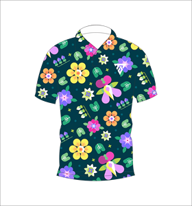 Polo pour homme à imprimé floral multicolore bleu marine foncé, manches courtes, décontracté, pour l'été, pour le golf - Product Image 1
